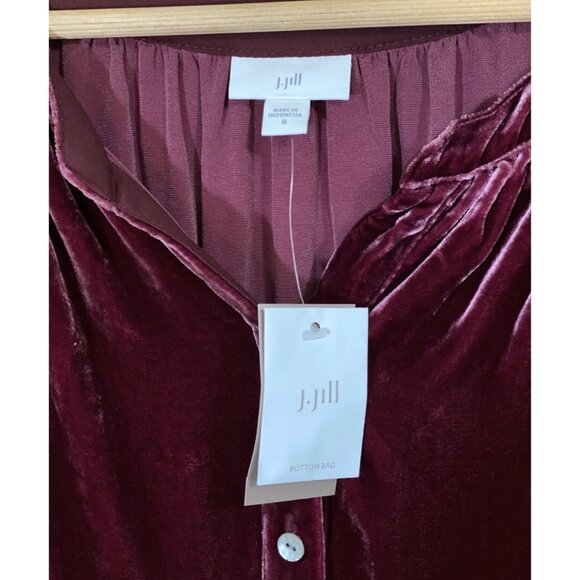 J.Jill Rayon & Silk Velvet Blouse – Bordeaux – SZ M (NWT) - Picture 7 of 8